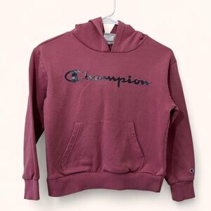Girls Medium Size 10/12 Champion Pomegranate Script Logo Pullover Hoodie